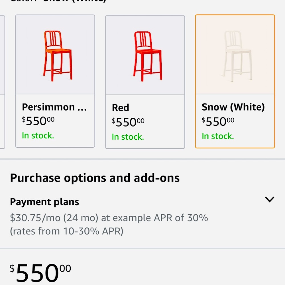 Emeco 111 Navy Counter Stool, Snow (White) NEW IN BOX